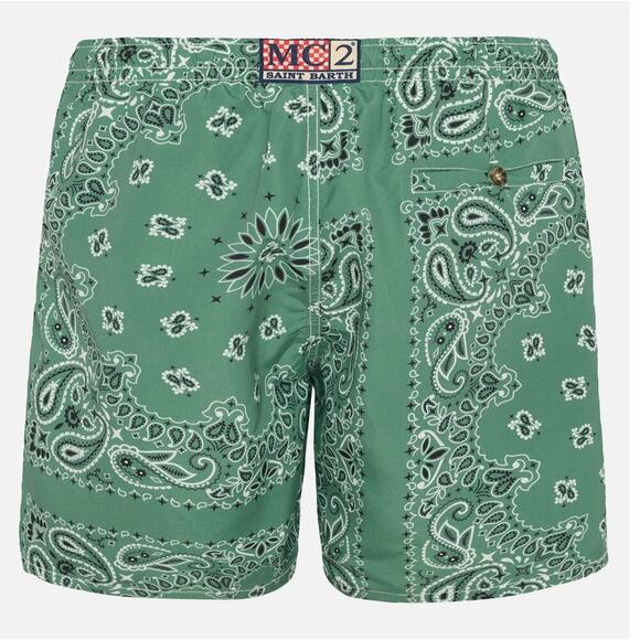 MC2 St Barth Swim Shorts/Trunks Mid-Length Caprese-Military Green Bandanna Print - Picture 6 of 16